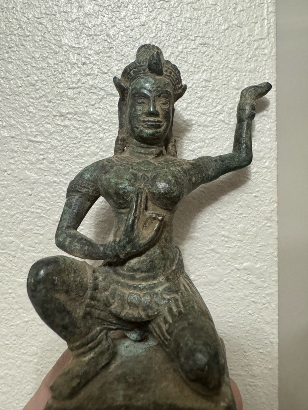 Bronze-Patina Hindu Dancer Statue - Khmer Cambodia.